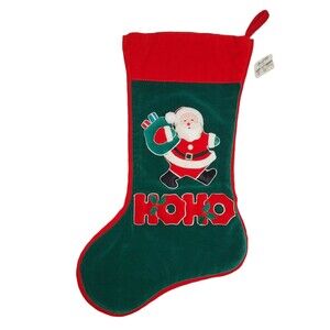 NWT Vintage Christmas Corner Velvet Santa HoHo Stocking 3D Marshall Field's NOS